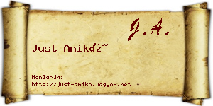 Just Anikó névjegykártya