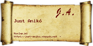 Just Anikó névjegykártya